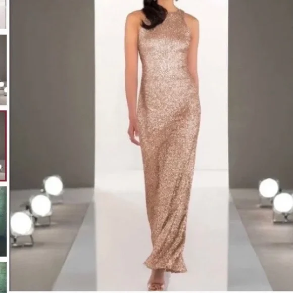 rose gold dress cheap Sweetheart Corset Split Rose Gold Prom Dresses main image 1